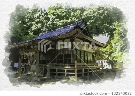鳥取縣由里濱町東鄉神社參拜殿水彩畫 鳥取縣由里濱町東鄉神社參拜殿水彩畫 132543082