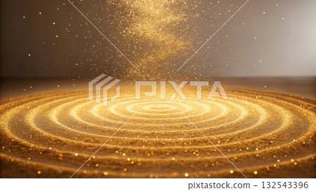 Hypnotic golden spiral with a star at the center creating a mesmerizing visual experience 132543396