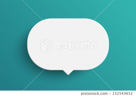 White oval speech bubble on green background 132543652
