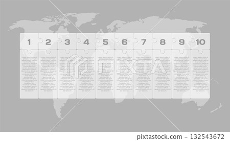 Ten steps line infographic, puzzle diagram Ten steps line infographic, puzzle diagram 132543672