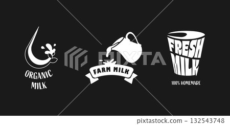 This infographic highlights the importance of environmental conservation with a focus on organic and fresh milk. It features logos that represent farm life and sustainable practices. 132543748