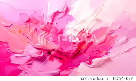 Abstract background with pink and white paint strokes, creating textured, voluminous effect reminiscent of decorative finishing materials. Ideal for creative design projects, stylish interior accents 132544657
