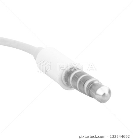 White earphone jack on white background 132544692