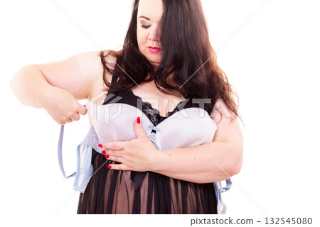 Woman plus size holding bra Woman plus size holding bra 132545080