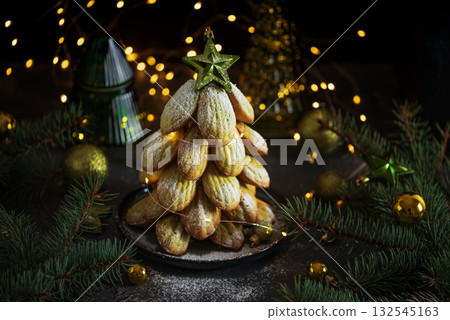 Madeleine Cookie Christmas Tree with Holiday Decor and Lights Madeleine Cookie Christmas Tree with Holiday Decor and Lights 132545163