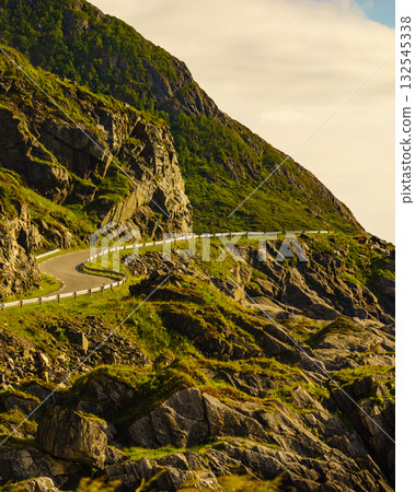 Mountainside with road, Andoya Norway 132545338