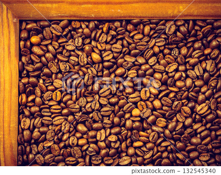 Roasted brown coffee beans frame Roasted brown coffee beans frame 132545340