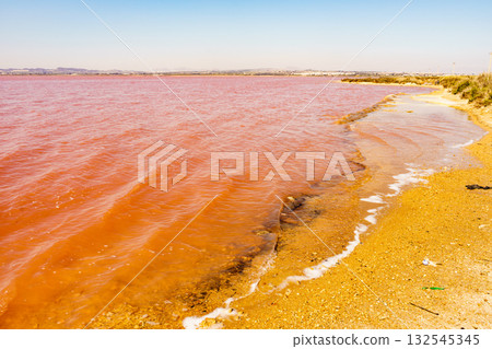 Pink lake, coastal landscape, Spain Pink lake, coastal landscape, Spain 132545345