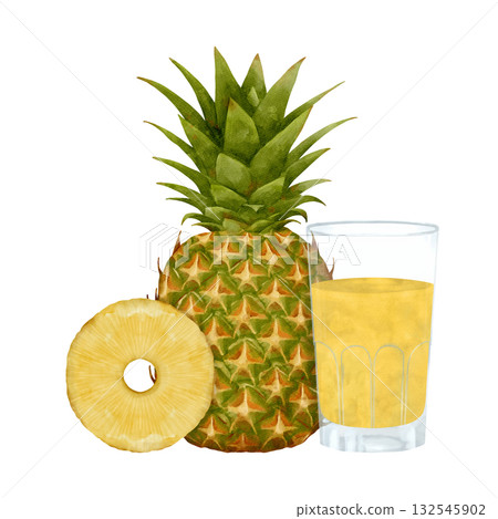 Enjoying fresh pineapple and its juice offers a delightful tropical refreshment while also making for a healthy snack option 132545902