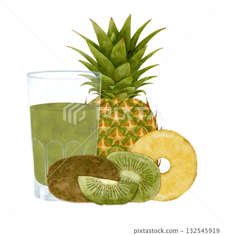 A refreshing Tropical Smoothie made with delicious Pineapple and Kiwi for a vibrant taste A refreshing Tropical Smoothie made with delicious Pineapple and Kiwi for a vibrant taste 132545919