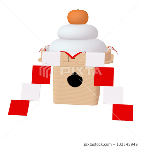 新年插畫素材：鏡餅與禦兵衛（1_1） 132545949