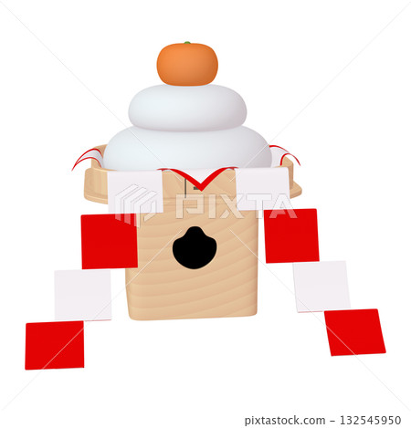 New Year's illustration material: Kagami mochi with gohei (1_2) New Year's illustration material: Kagami mochi with gohei (1_2) 132545950