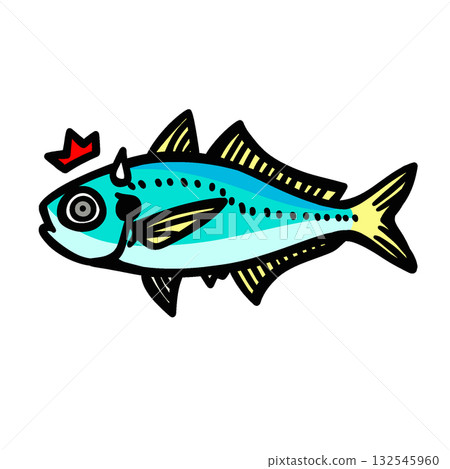 A simple illustration of a surprised horse mackerel 132545960