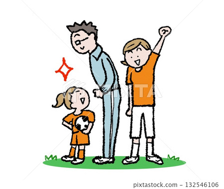 Parent and child sports cheering illustration Parent and child sports cheering illustration 132546106