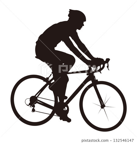 Silhouette illustration of a man riding a road bike 132546147