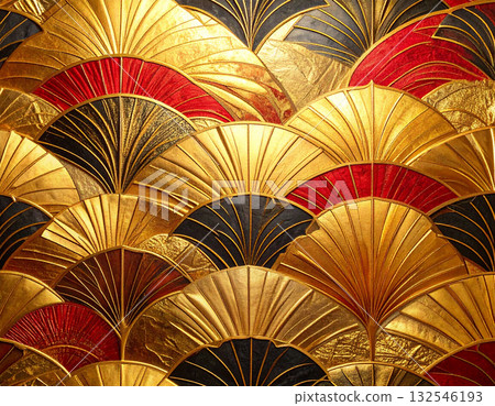 金色閃耀的扇形圖案 金色閃耀的扇形圖案 132546193