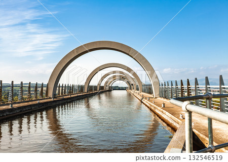 Arches at the top of the Falkirk Wheel Scotland UK 132546519