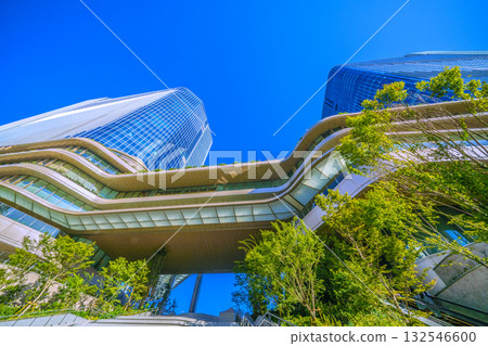 Tokyo cityscape in Japan - View of Takanawa Gateway City in front of Takanawa Gateway Station Tokyo cityscape in Japan - View of Takanawa Gateway City in front of Takanawa Gateway Station 132546600
