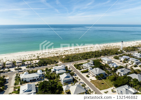 Wealthy waterfront residential area. Rich neighborhood with expensive vacation homes in Boca Grande, small town on Gasparilla Island in southwest Florida Wealthy waterfront residential area. Rich neighborhood with expensive vacation homes in Boca Grande, small town on Gasparilla Island in southwest Florida 132546882