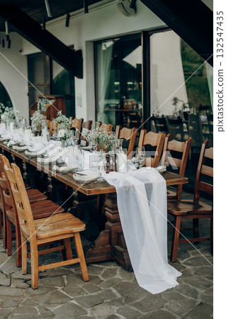 oho style outdoor banquet table with rustic wooden decor oho style outdoor banquet table with rustic wooden decor 132547435