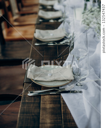 oho style outdoor banquet table with rustic wooden decor oho style outdoor banquet table with rustic wooden decor 132547437