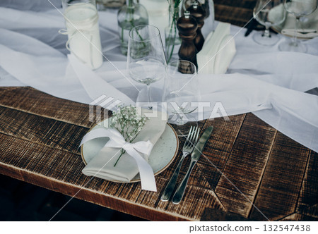 oho style outdoor banquet table with rustic wooden decor 132547438