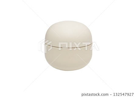 Beige jar with natural cosmetic cream isolated on white background 132547927