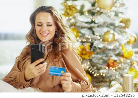 Holiday Shopping: Woman with Phone and Credit Card Holiday Shopping: Woman with Phone and Credit Card 132548286
