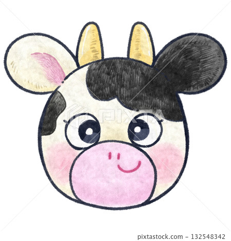 Deformed cow face raster illustration Deformed cow face raster illustration 132548342