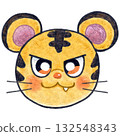 Deformed tiger face raster illustration Deformed tiger face raster illustration 132548343
