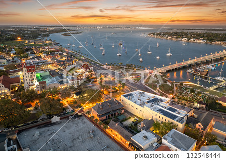 St Augustine, Florida at sunset. Old historical city in USA. American travel destination 132548444