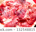 Gourmet spanish Iberian ham slices close-up. 132548815