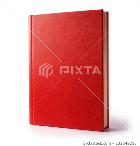 Red Book on White Table. Generative AI Red Book on White Table. Generative AI 132549255