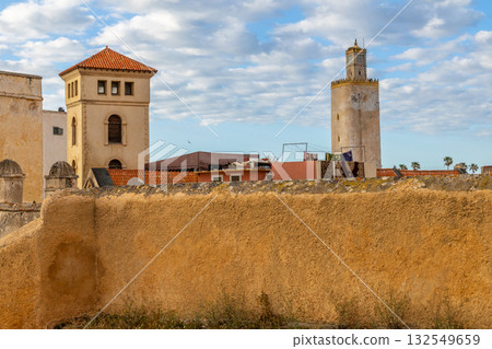 Historic Portuguese fortress with tower and city walls, El Jadida Historic Portuguese fortress with tower and city walls, El Jadida 132549659