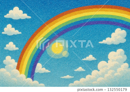 藍天彩虹沙畫風格 132550179