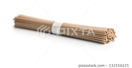 Buckwheat soba noodles isolated on white background. Buckwheat soba noodles isolated on white background. 132550225