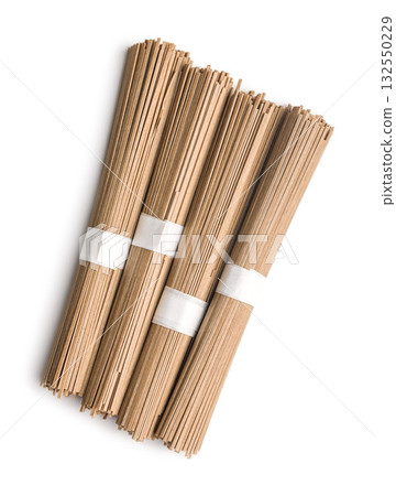 Buckwheat soba noodles isolated on white background. Buckwheat soba noodles isolated on white background. 132550229
