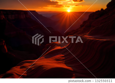 sunset in the mountains 132550311