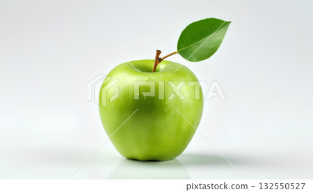 green apple with water drop on white background 132550527