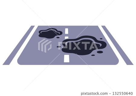 Car road with a pothole. Car road with a pothole. 132550640