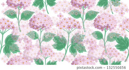 Seamless hydrangea background. Hand drawn. Not AI, vector illustration. Seamless hydrangea background. Hand drawn. Not AI, vector illustration. 132550856