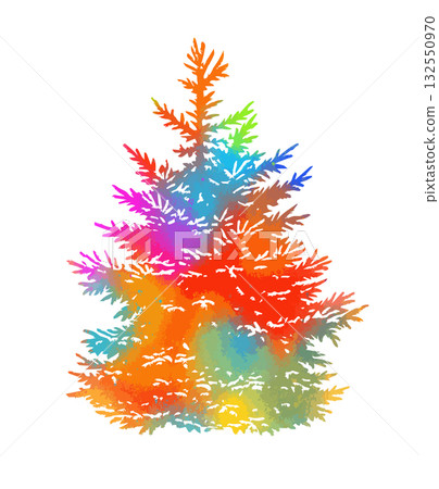 Colorfull decorated Christmas and new year tree. Hand drawn. Not AI, vector illustration. Colorfull decorated Christmas and new year tree. Hand drawn. Not AI, vector illustration. 132550970