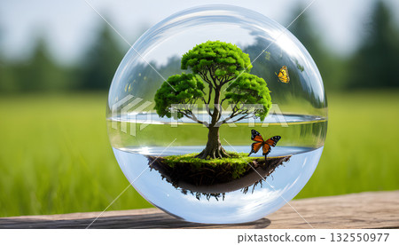 transparent sphere ball with a tree inside 132550977
