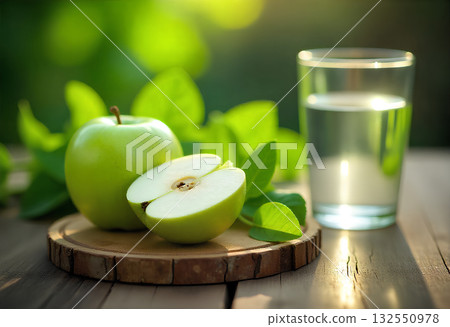 glass of fresh apple juice 132550978