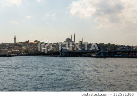 Galata Bridge and Suleymaniye Mosque from Karakoy Pier, Istanbul 132551396