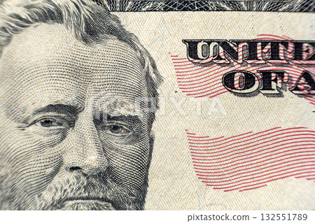 Money colorful background close-up. Details of American national currency banknotes bills. Symbol of wealth and prosperity. Cash, busyness and finances concept. 132551789