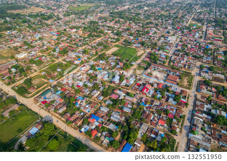 Aerial view of the city of Pucallpa, capital of the province of Ucayali. 132551950