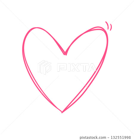 Pink hand drawn heart line drawing 132551998