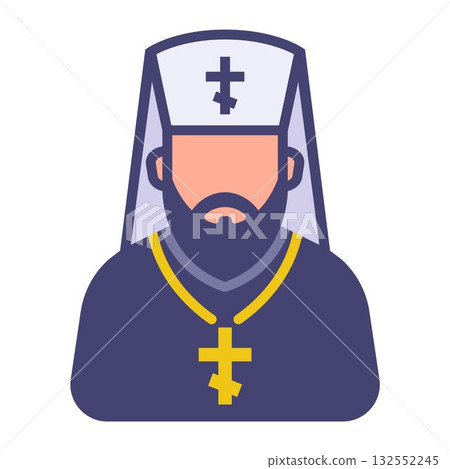 Orthodox priest icon with a cross. Orthodox priest icon with a cross. 132552245