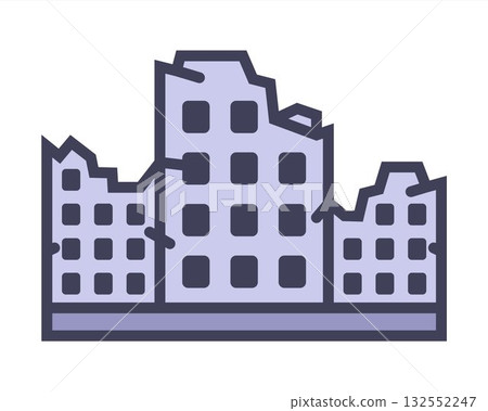 Demolition city building icon. Demolition city building icon. 132552247